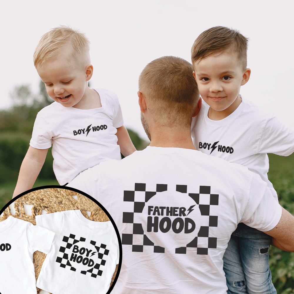 Fatherhood & Boyhood Matching Front & Back T-shirt