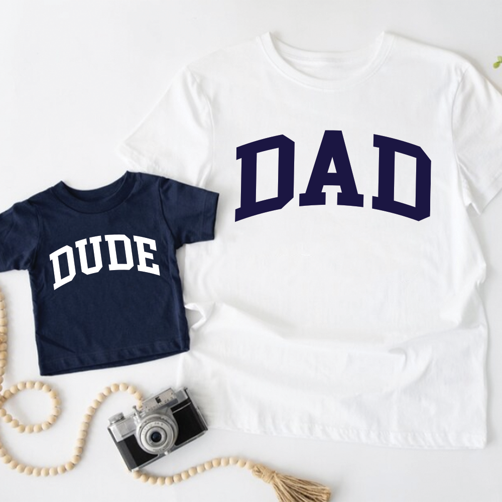 Dad & Dude Matching Navy/ White T-shirts