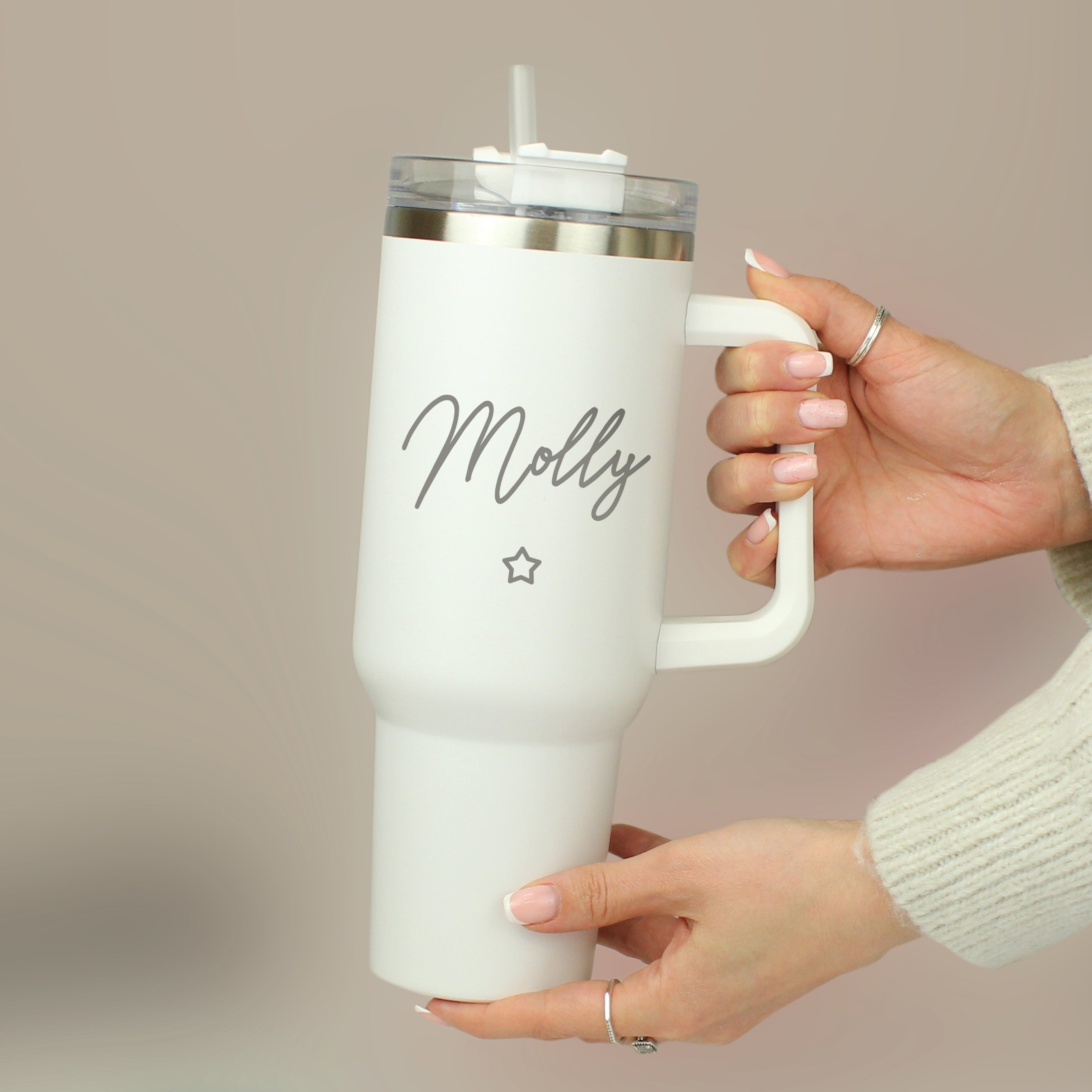 Personalised Star 40oz White Travel Cup (MRK-iD)