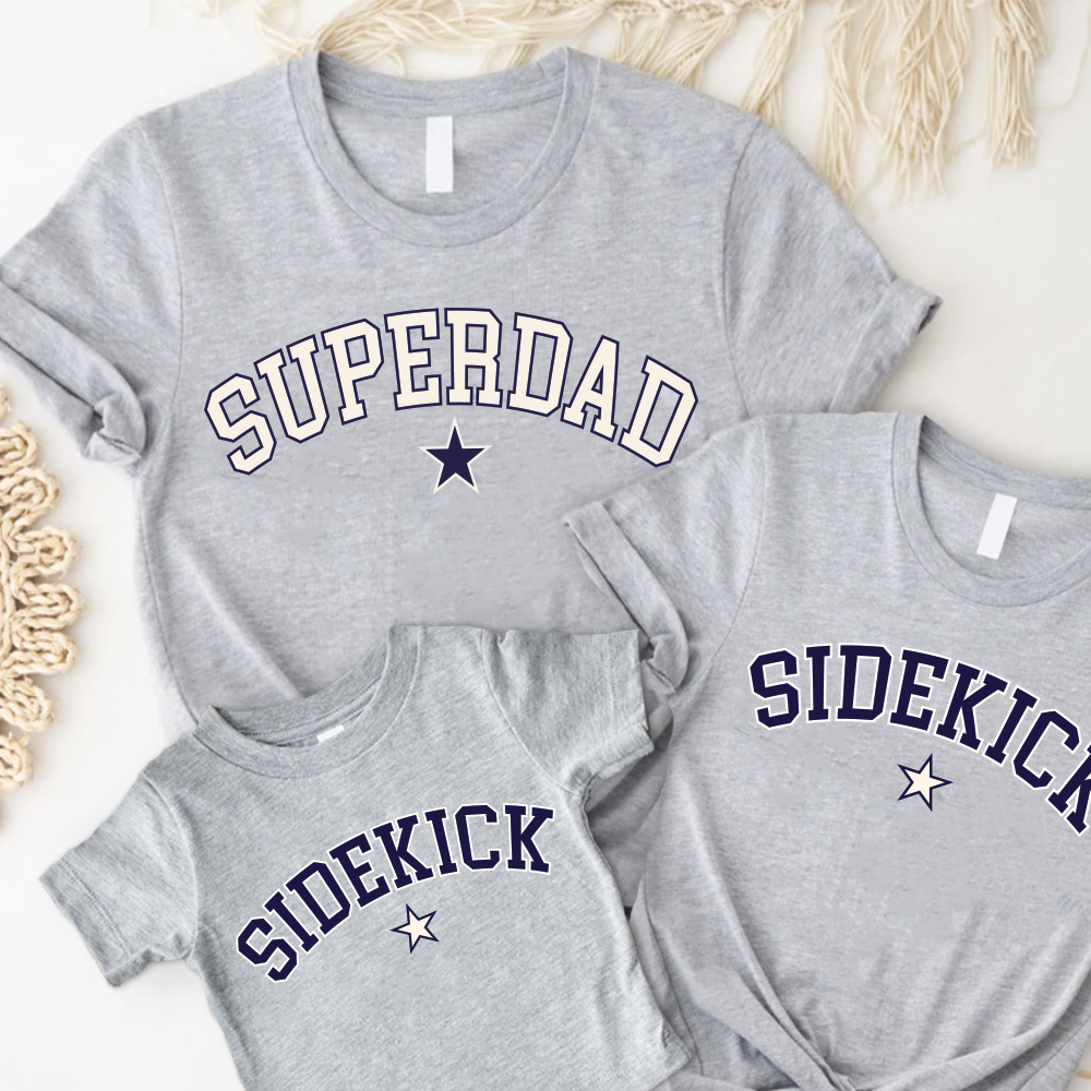 Superdad & Sidekick College Matching Dad & Kid T-shirts