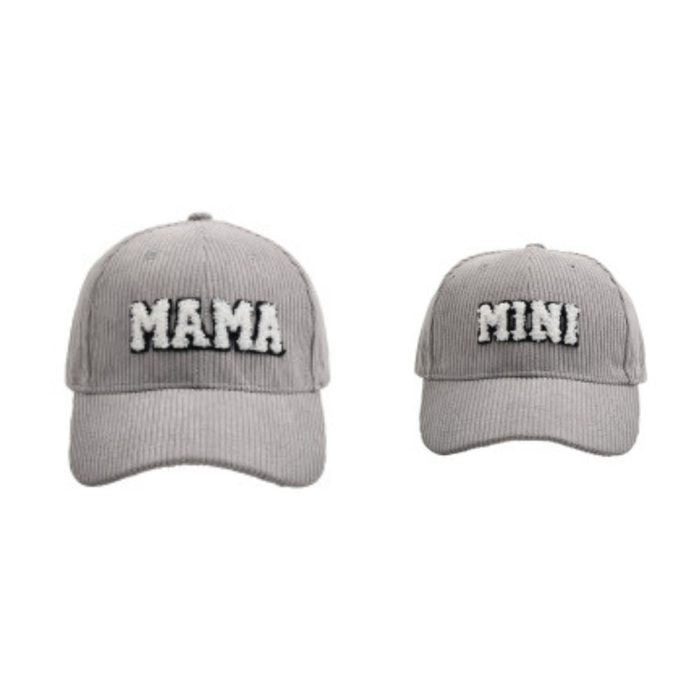 Mama & Mini Matching Courdury Caps - Grey
