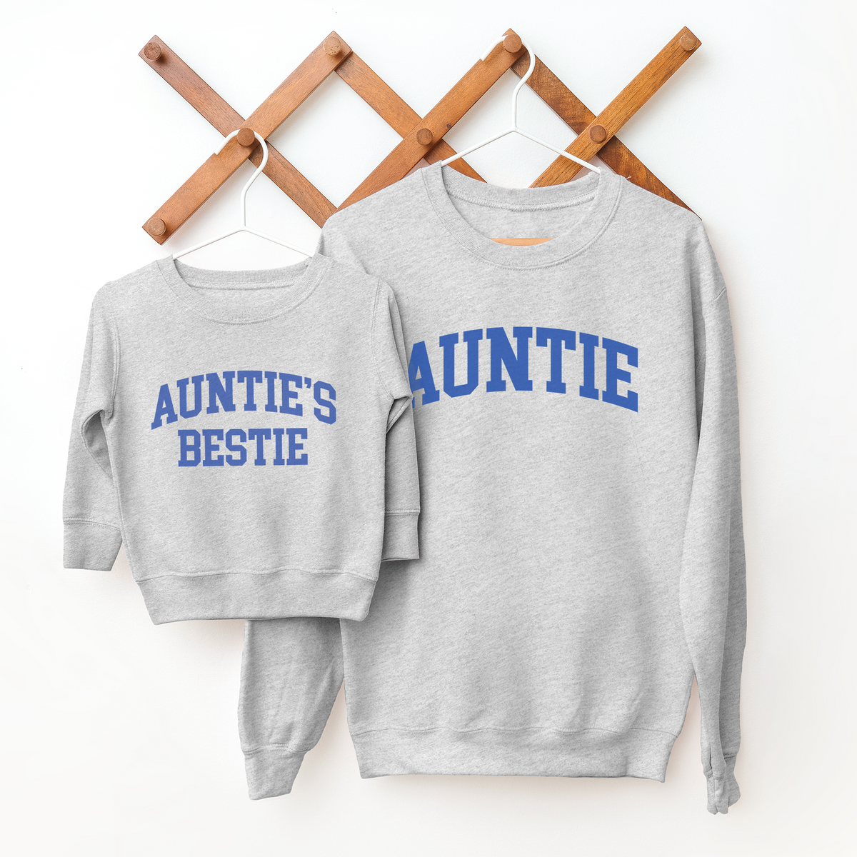 Auntie Auntie s Bestie College Matching Grey Blue Sweatshirts