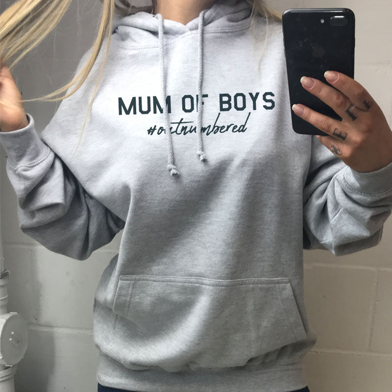 Mum of Boys Hashtag Outnumbered Hoodie MRK X My Rocking Kids