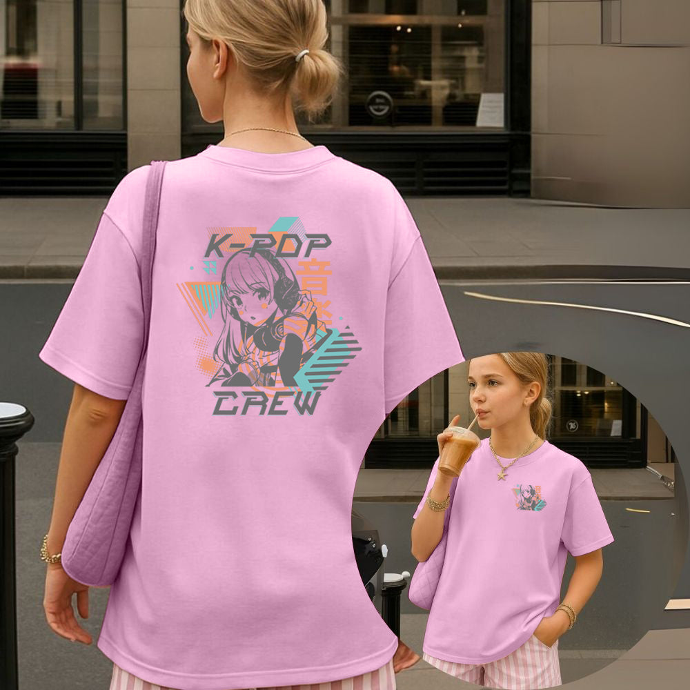 K Pop Crew Back Graphic T Shirt