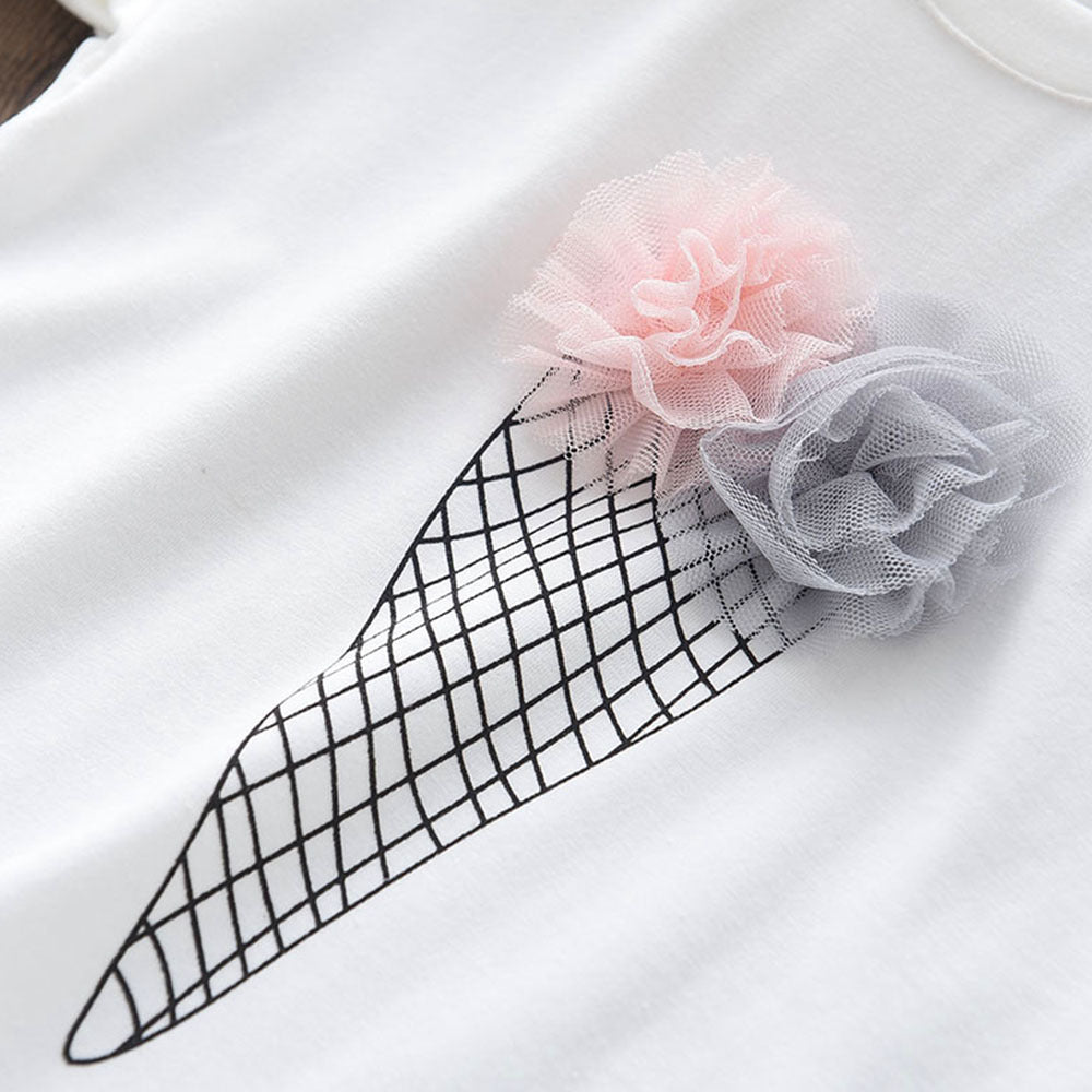 Girls' Ice Cream T-Shirt & Pink Shorts Set