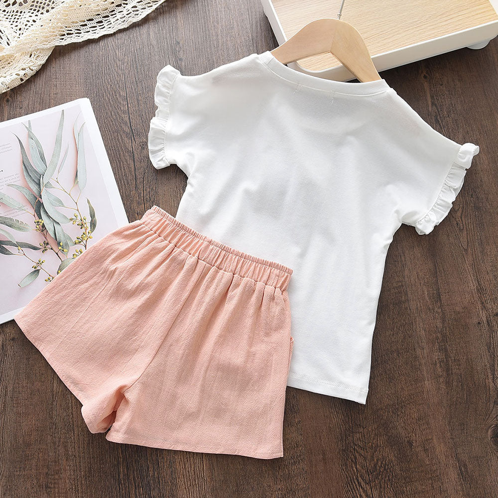 Girls' Ice Cream T-Shirt & Pink Shorts Set