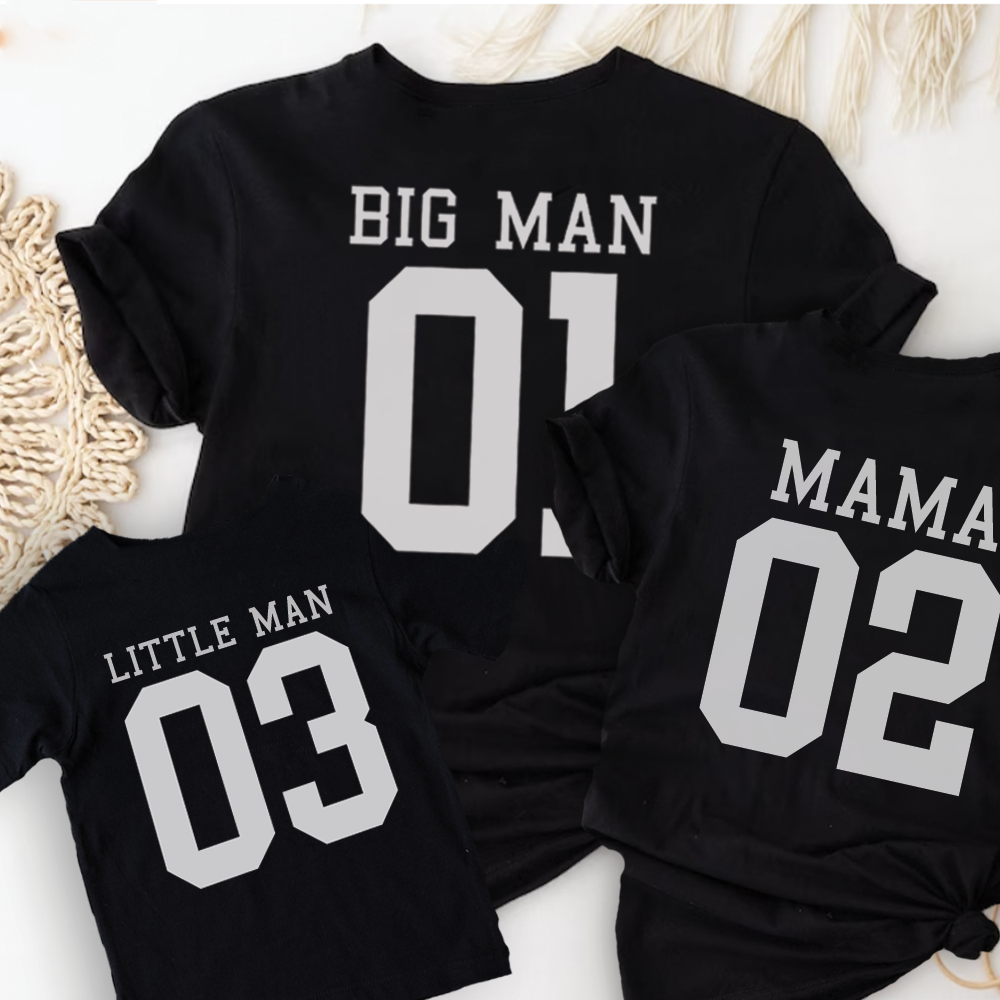 Big Man, Mama & Little Man Matching Black T-Shirts