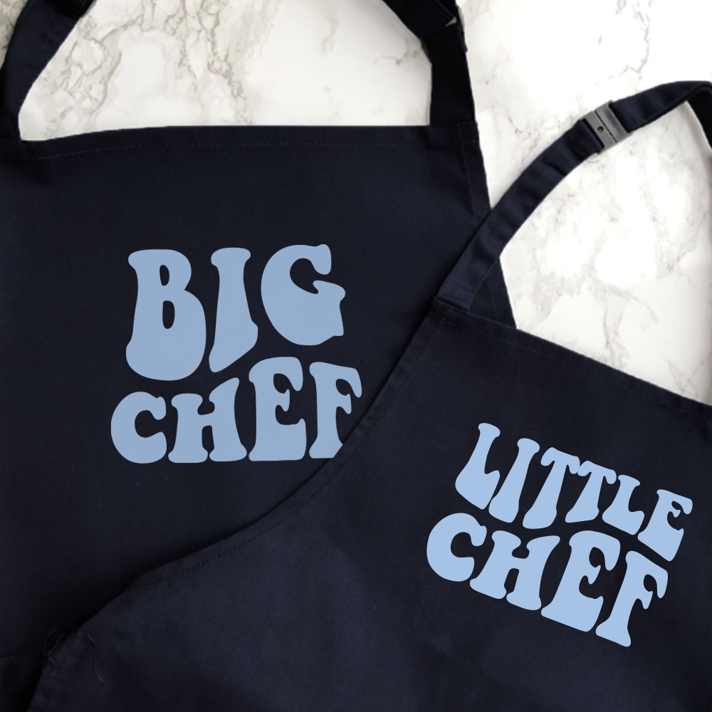 Big Chef & Little Chef Black/Blue Aprons