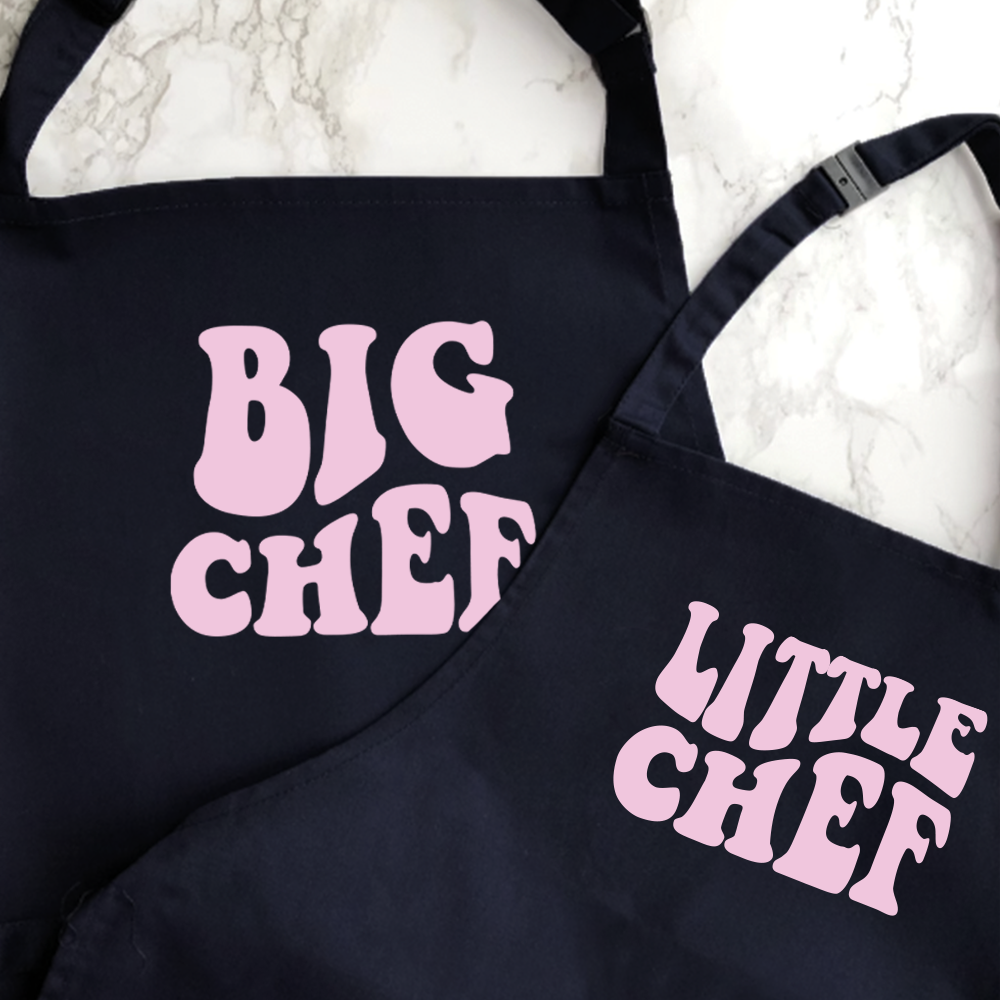 Big Chef & Little Chef Black/Pink Aprons