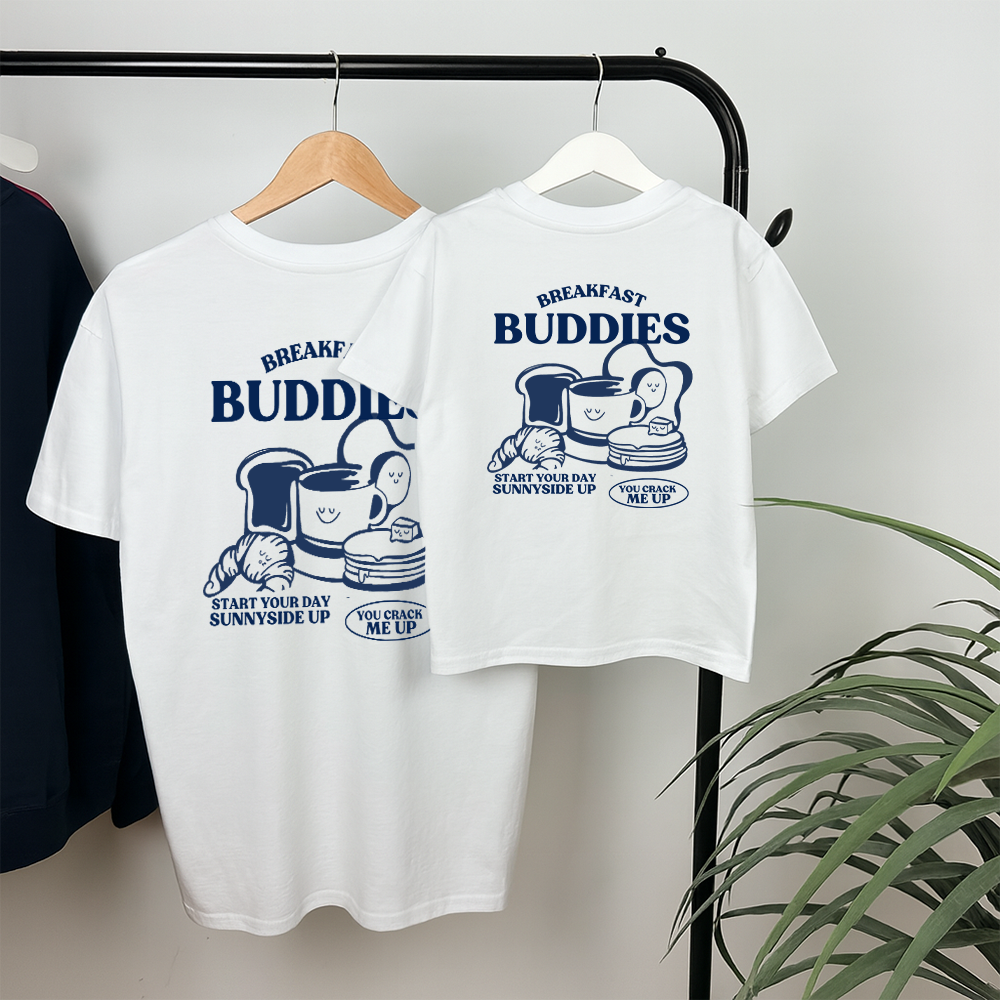 Breakfast Buddies Oversized Graphic T-Shirts