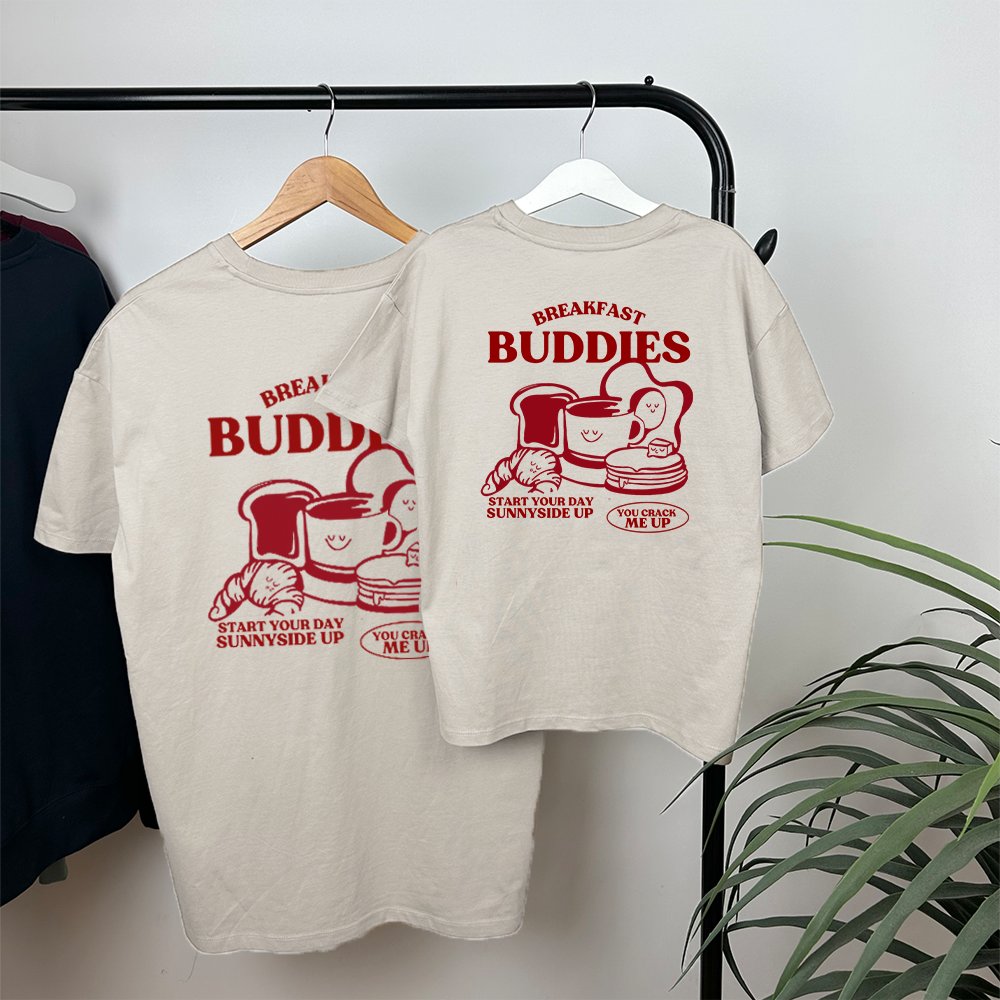 Breakfast Buddies Oversized Graphic T-Shirts