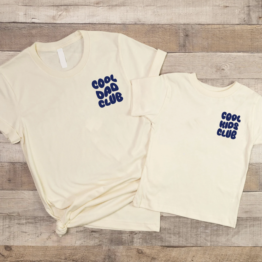 Cool Dad & Kid Club Matching Graphic Front & Back Graphic T-Shirts