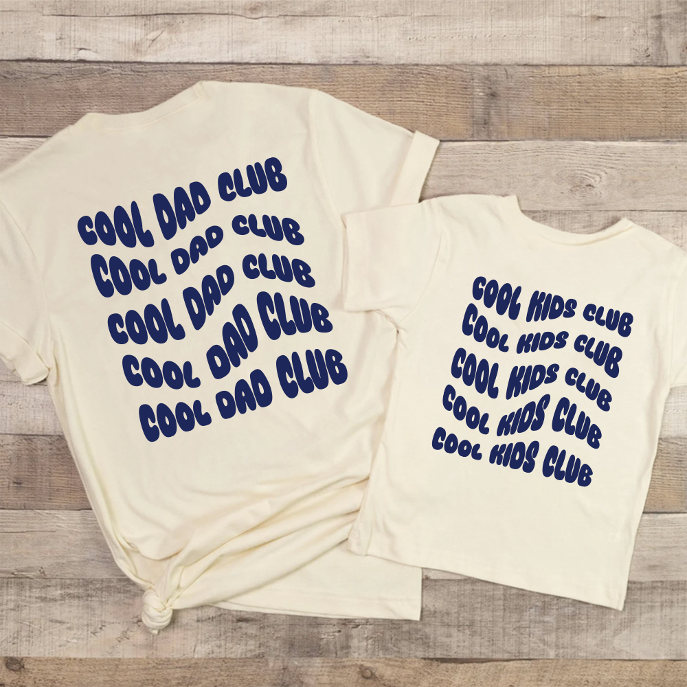 Cool Dad & Kid Club Matching Graphic Front & Back Graphic T-Shirts