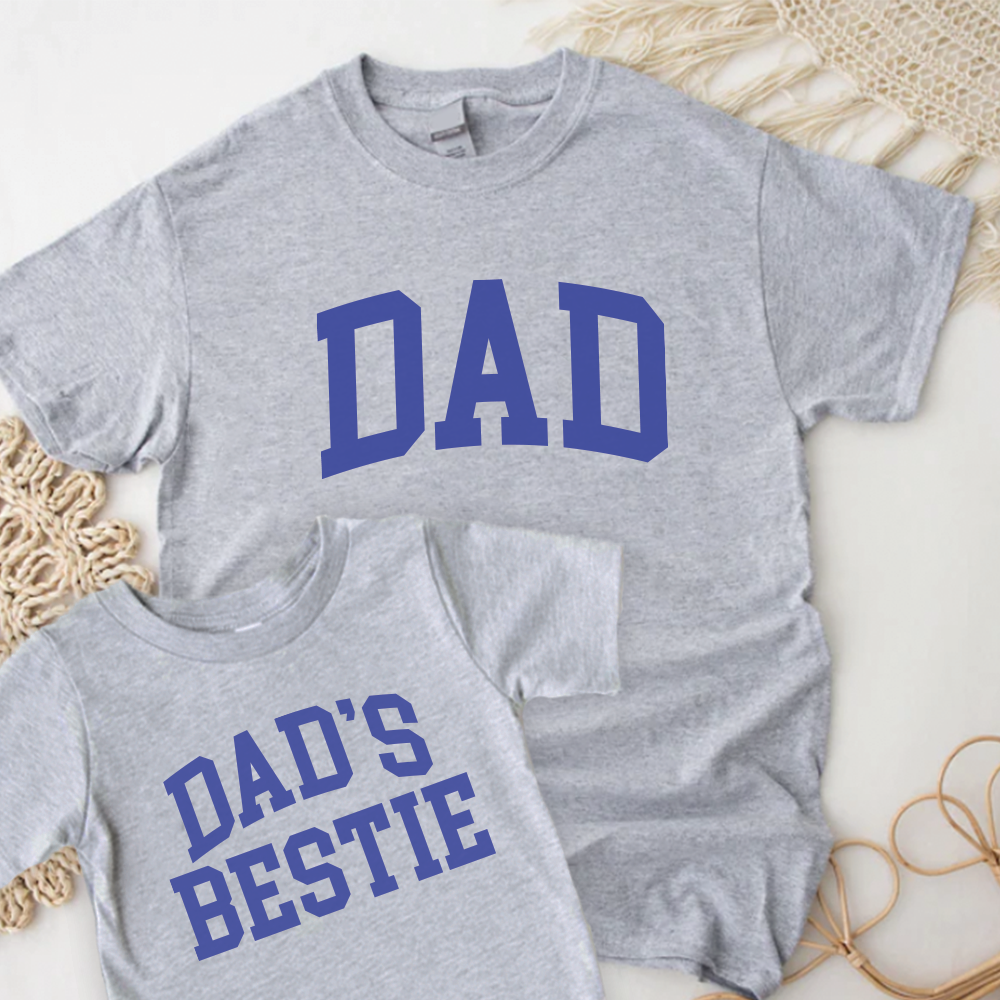Dad & Dad's Bestie College Matching Grey/Blue T-shirts