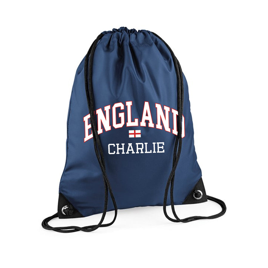 England Personalised Navy Gym Bag