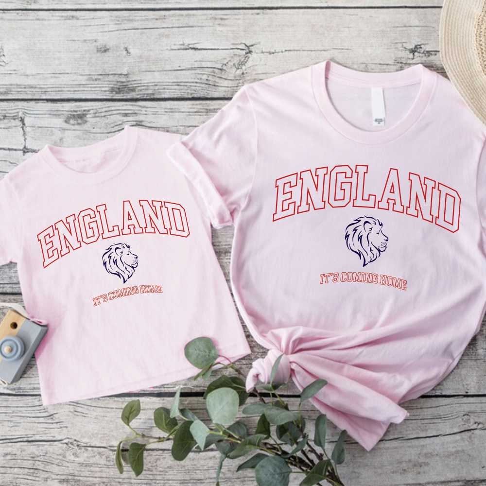 England It's Coming Home Matching Pink White T-shirts