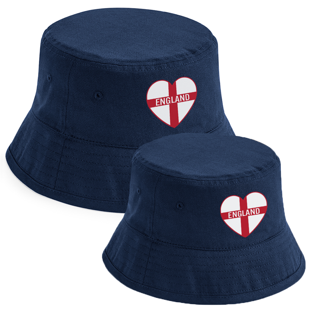 Euros - England Heart Matching Navy Bucket Hats
