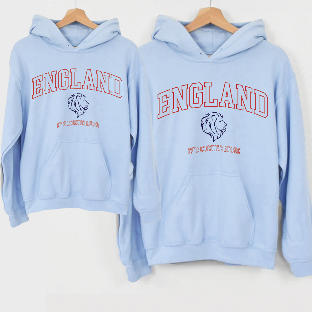 England It's Coming Home Whole Family Matching Sky Blue Hoodies