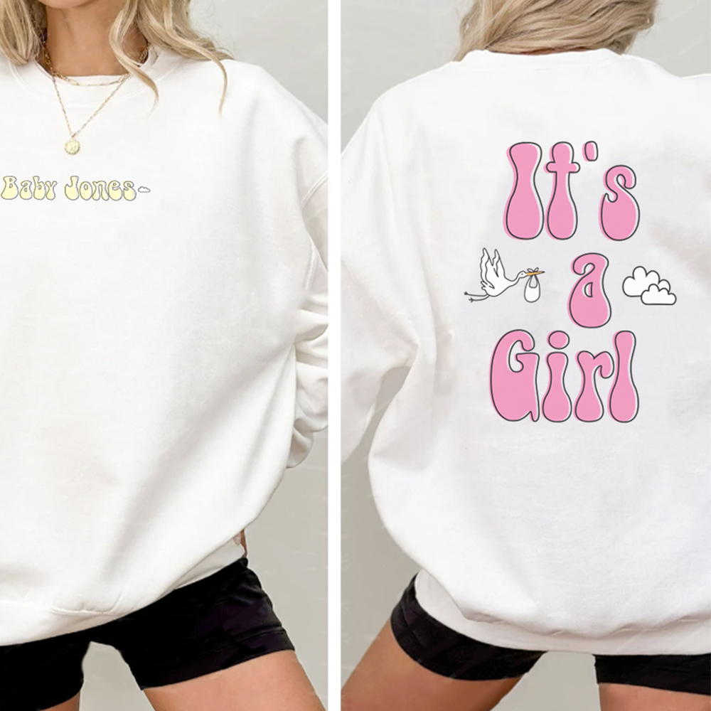 Personalised Baby Announcement Turn Around White Sweatshirt My