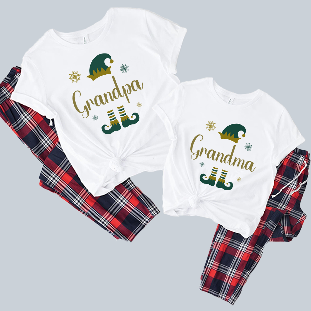 Grandparents Elf Family Yuletide Pyjama Tee & Pant Set