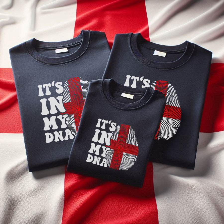 England It's In My DNA Family Matching T-Shirts Navy