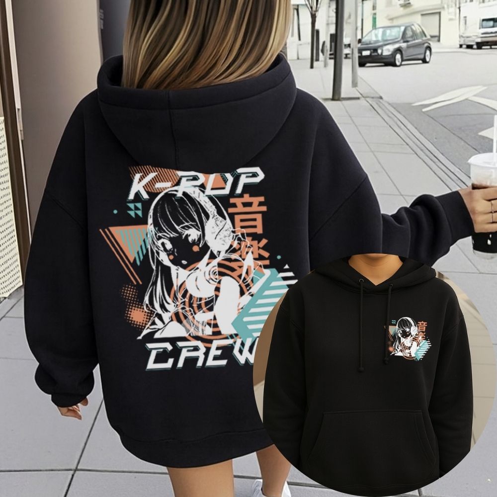 K-Pop Crew Back Graphic Hoodie