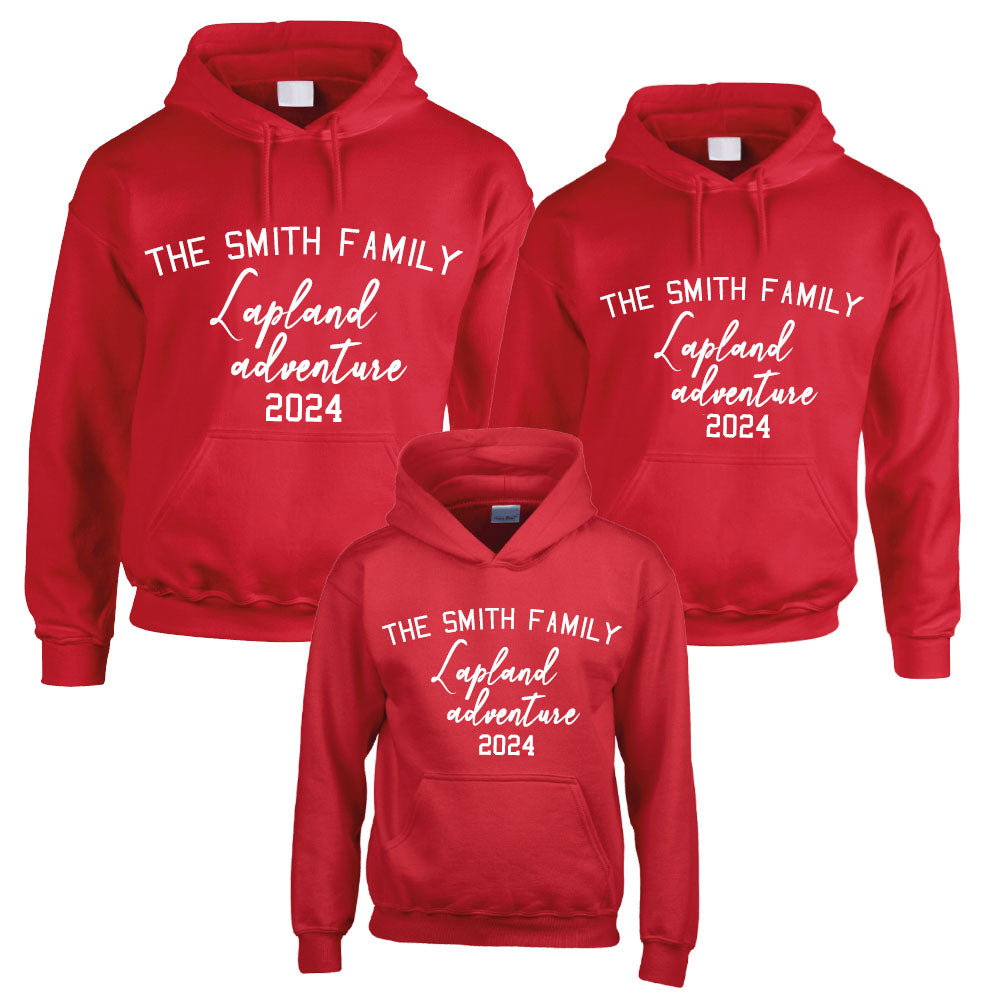 Lapland Adventure 2024 Family Matching Christmas Red Hoodies My