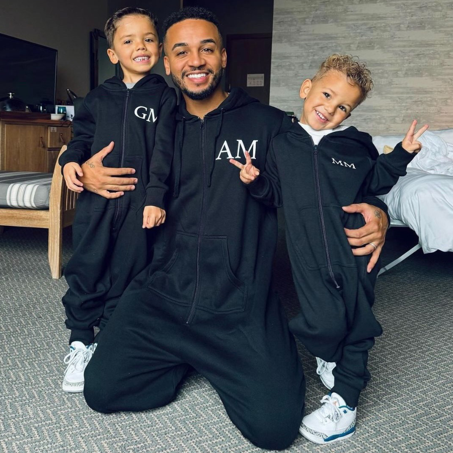 Matching dad and son top tracksuits