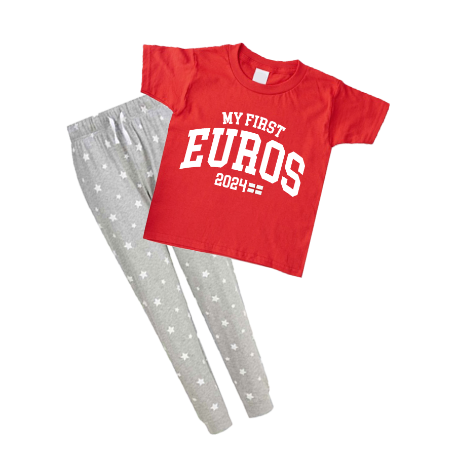 My First Euros 2024 England kids Star Pyjamas - Red/Grey
