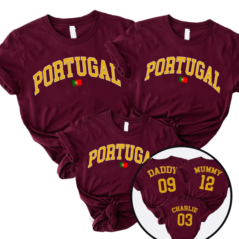 Portugal Stadium Family T-Shirts Burgundy