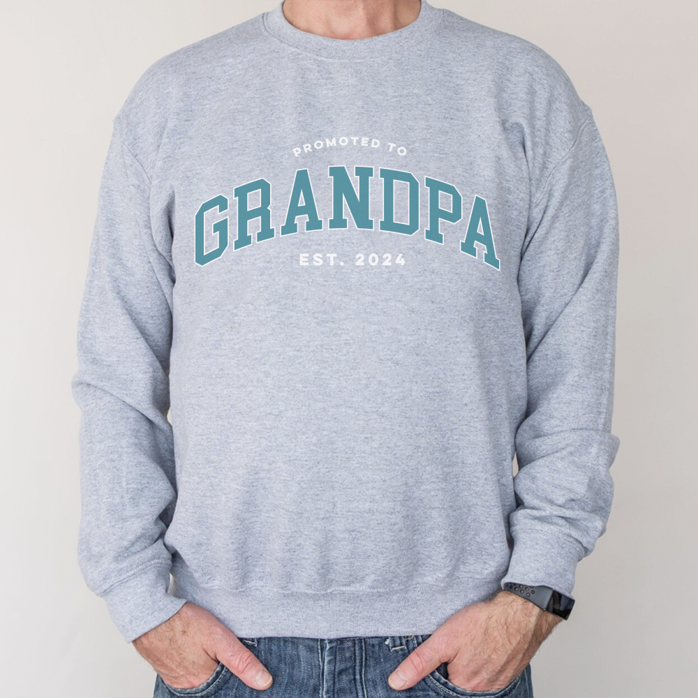 Promoted To Grandpa Established Heather Grey Sweatshirt