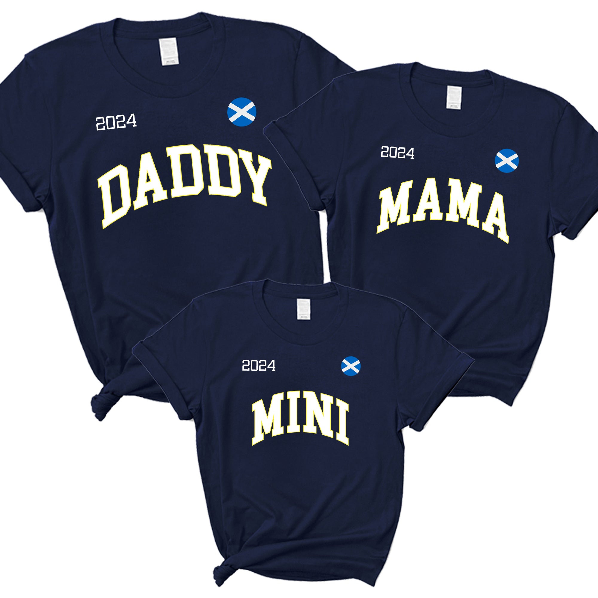 Scotland Gameday Daddy, Mama & Mini T-Shirts Navy