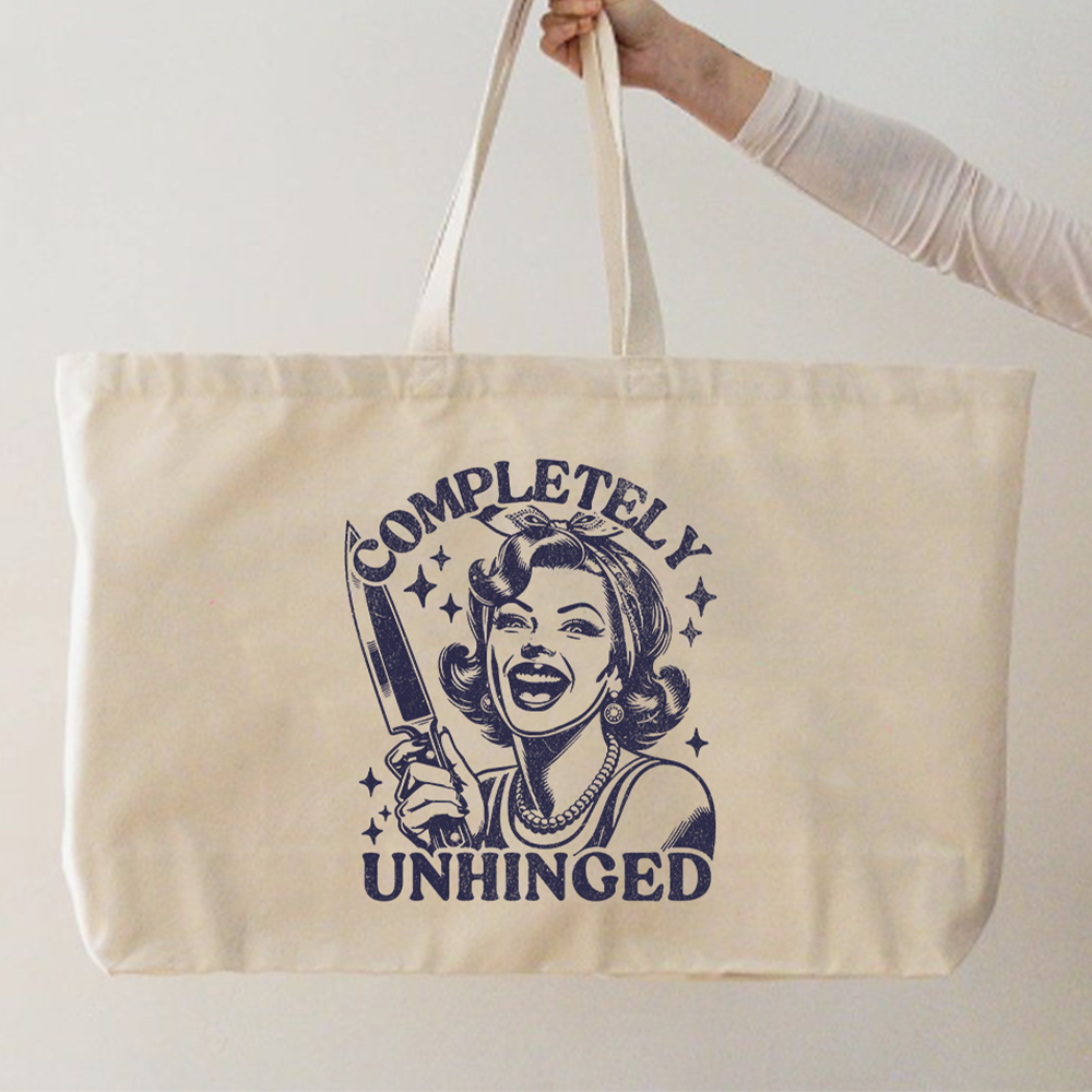 Completely Unhinged Distressed Oversized Tote Bag – My Rocking Kids