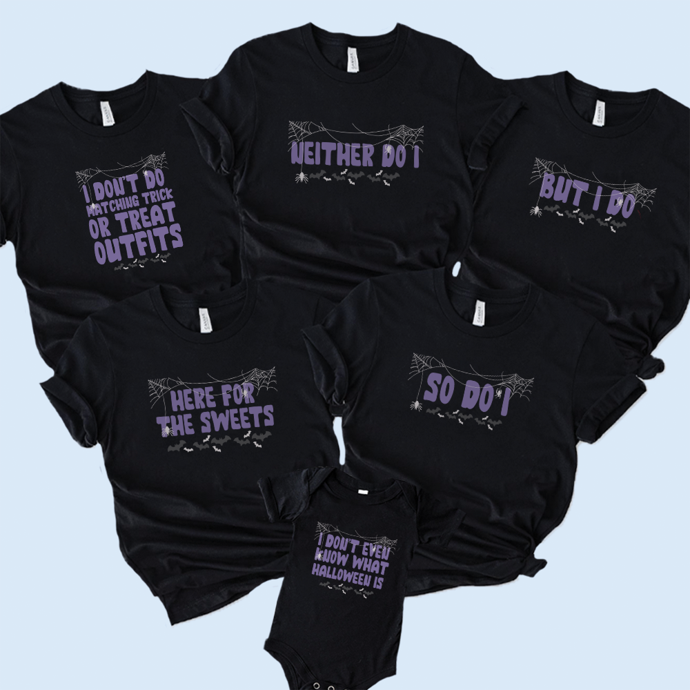 We Don't Wear Matching Family Halloween Black T-Shirts & Babygrow
