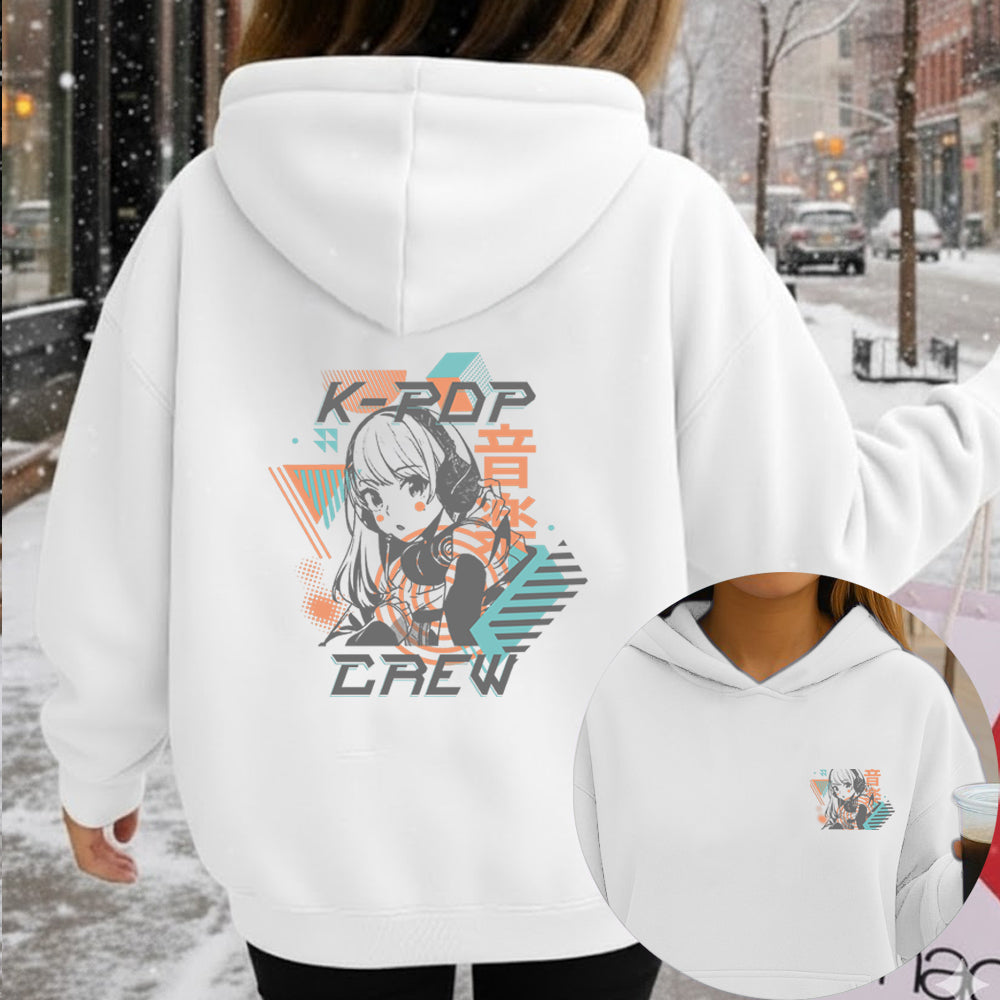 K Pop Crew Back Graphic Hoodie