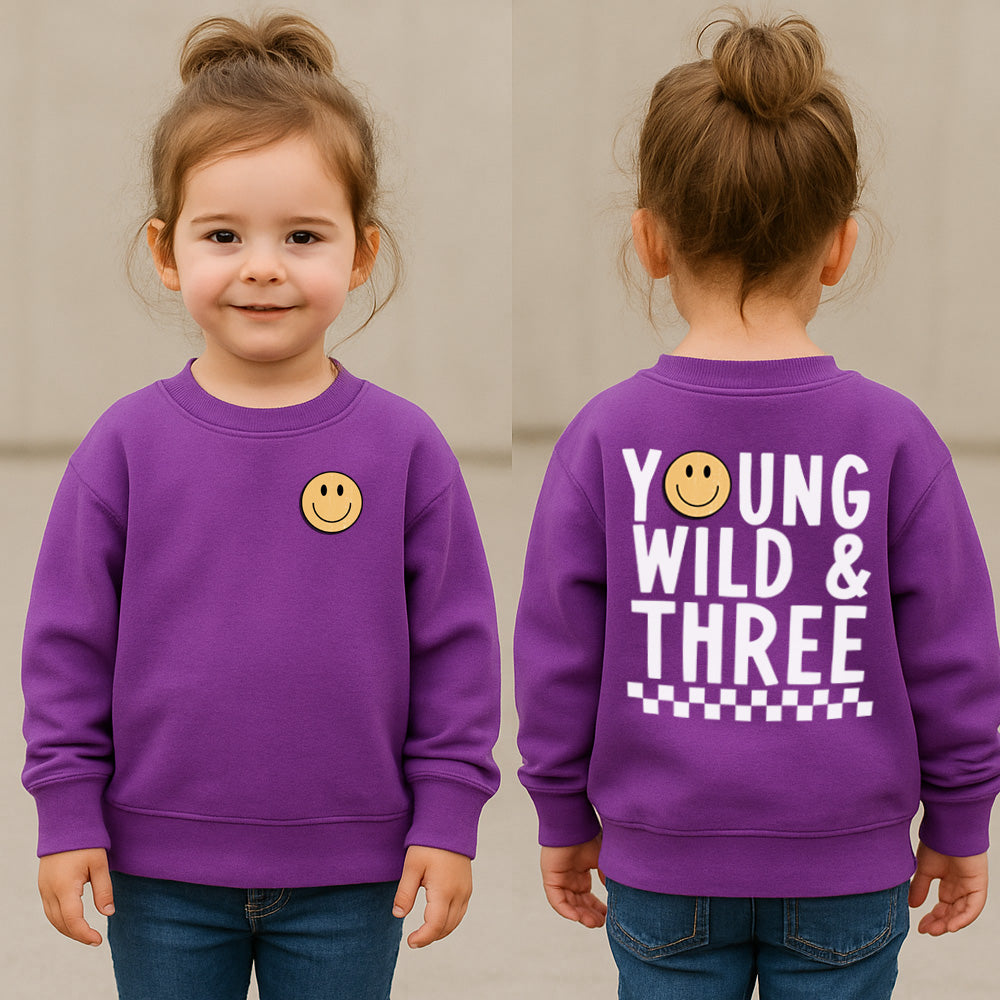 Young Wild & Three Smiley Face Sweatshirt