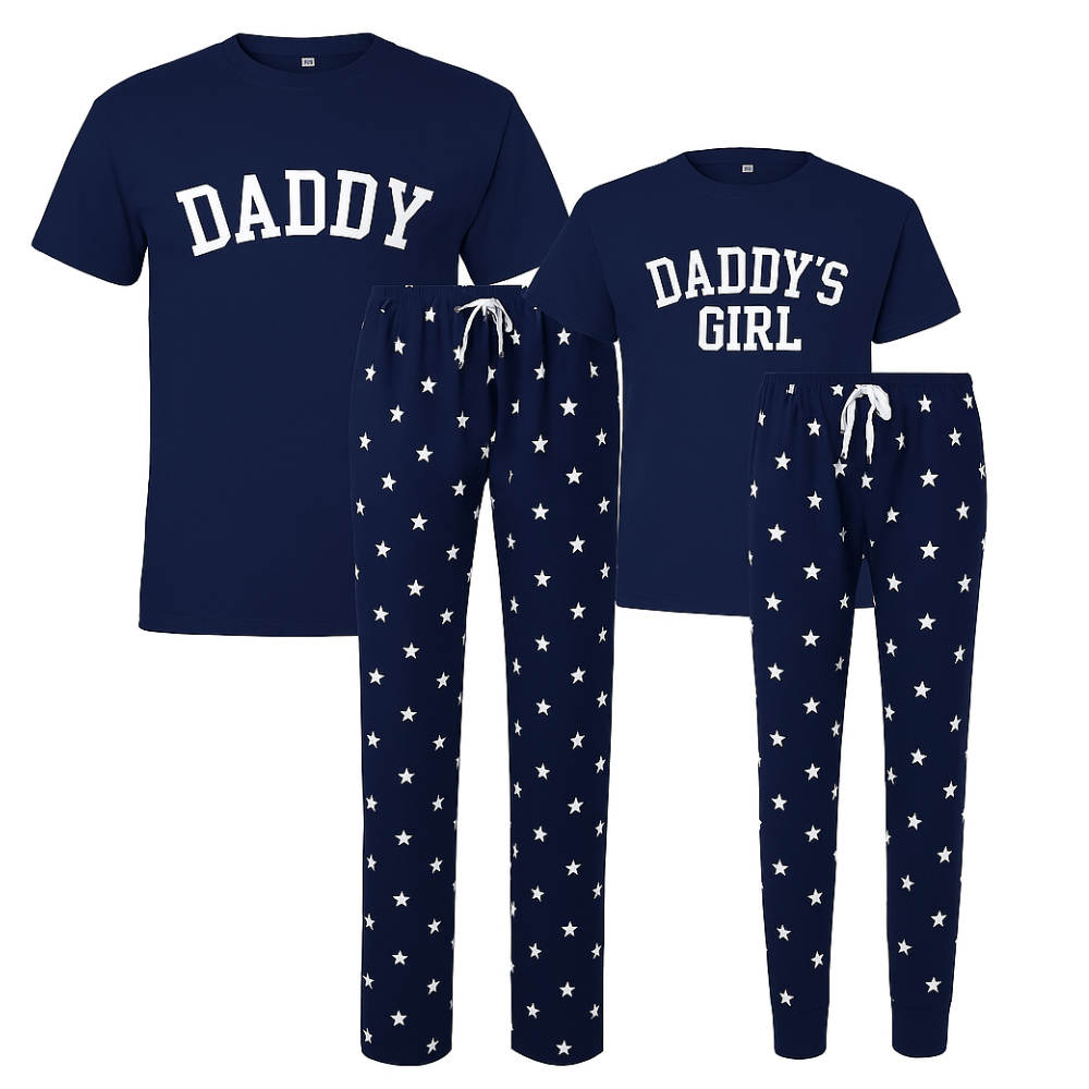Pyjamas College Daddy & Daddy's Girl College Matching Star Pyjamas - All Navy – My ...