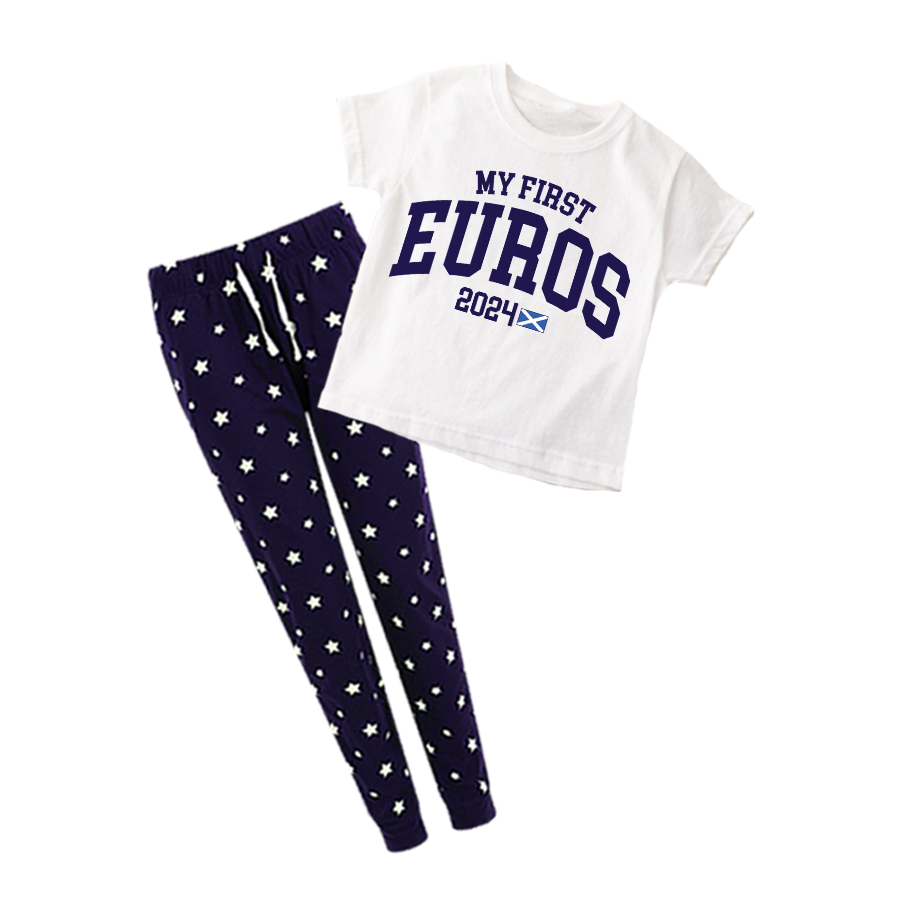 My First Euros 2024 Scotland Kids Star Pyjamas - White/Navy