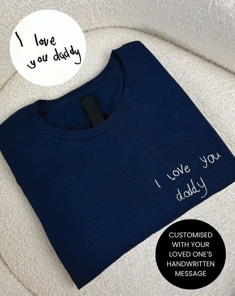 Customised Handwriting Embroidered Daddy Mens T-shirt
