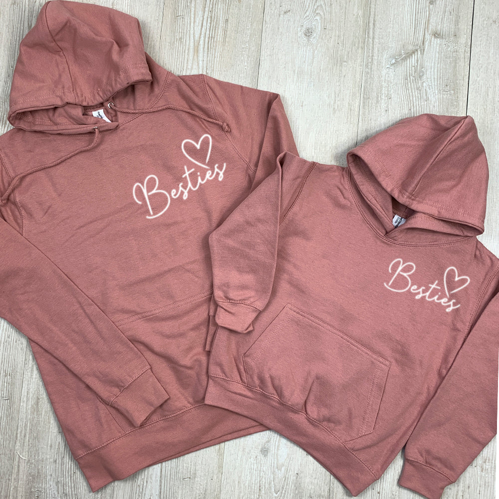 Mum and new arrivals daughter matching hoodies