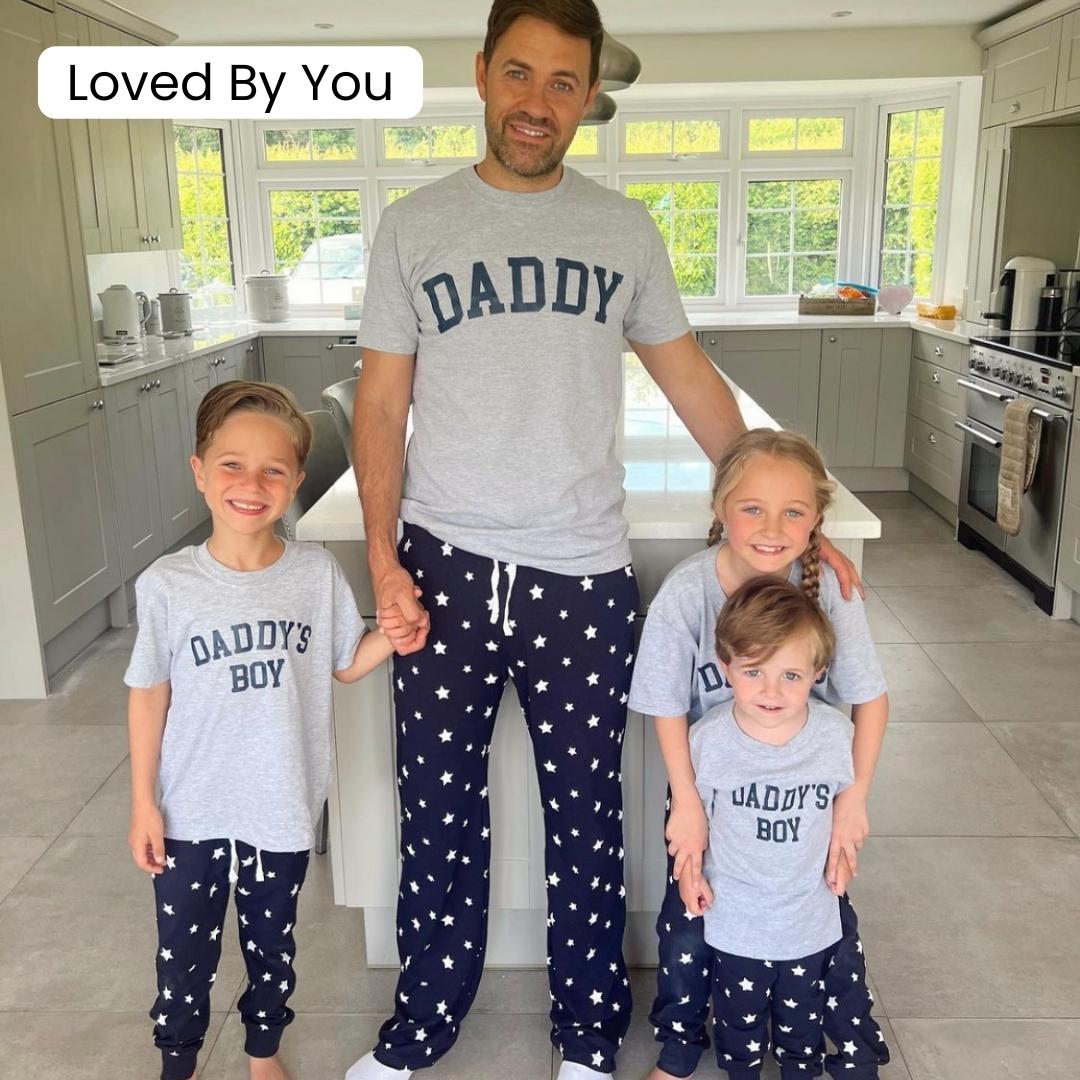 Daddy & Daddy's Boy College Matching Star Pyjamas - Grey/Navy
