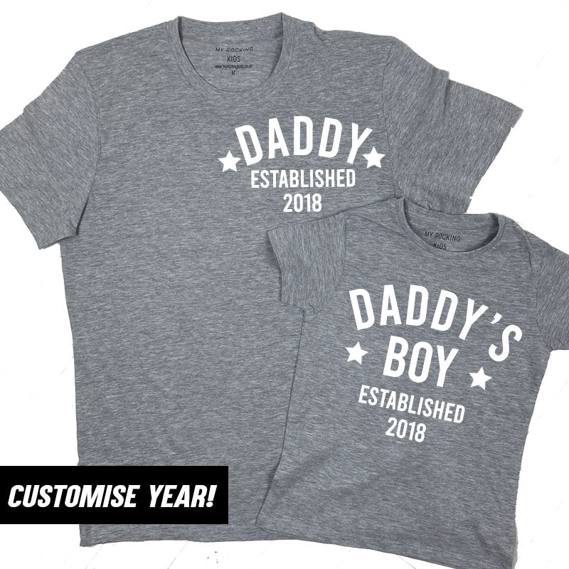 Personalised Daddy & Boy Star Established Matching T-Shirts (MRK X)