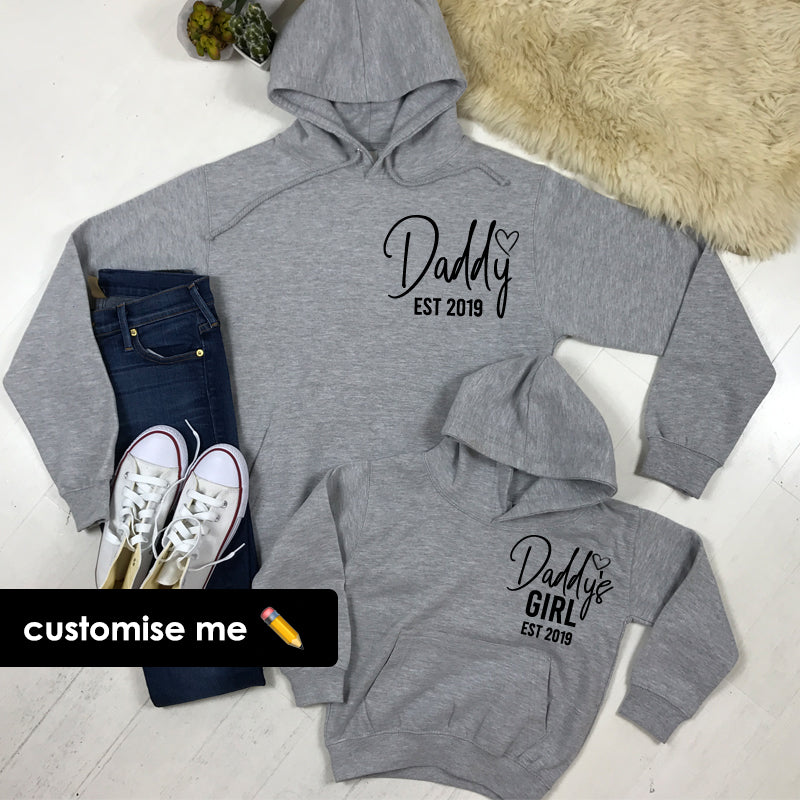 Daddy & Daddy's Girl Established Matching Heather Grey Hoodies (MRK X)