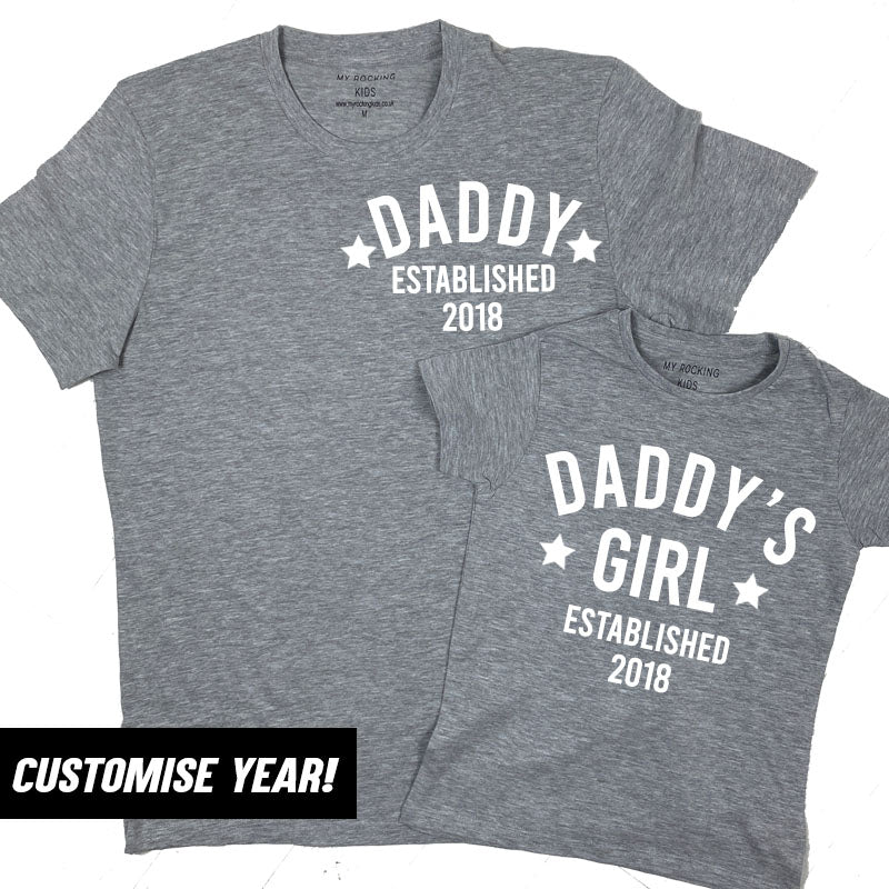 Personalised Daddy & Girl Star Established Matching T-Shirts (MRK X)