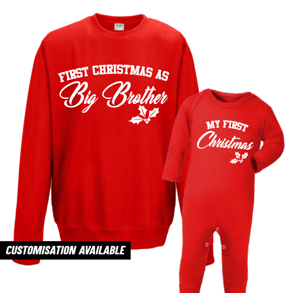 First Christmas As Brother Sweatshirt & Romper (MRK X)