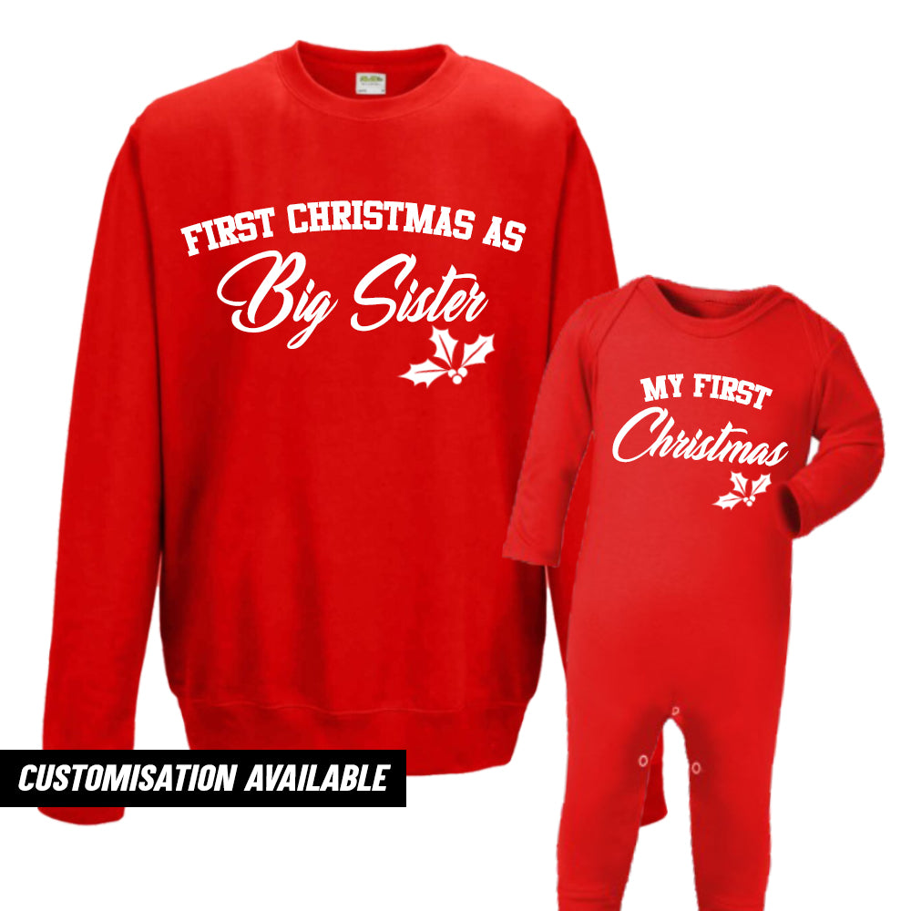 First Christmas As Sister Sweatshirt & Romper (MRK X)