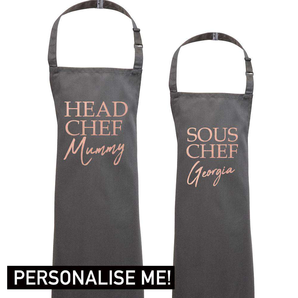 Personalised Mummy & Sous Chef Matching Aprons (MRK X)