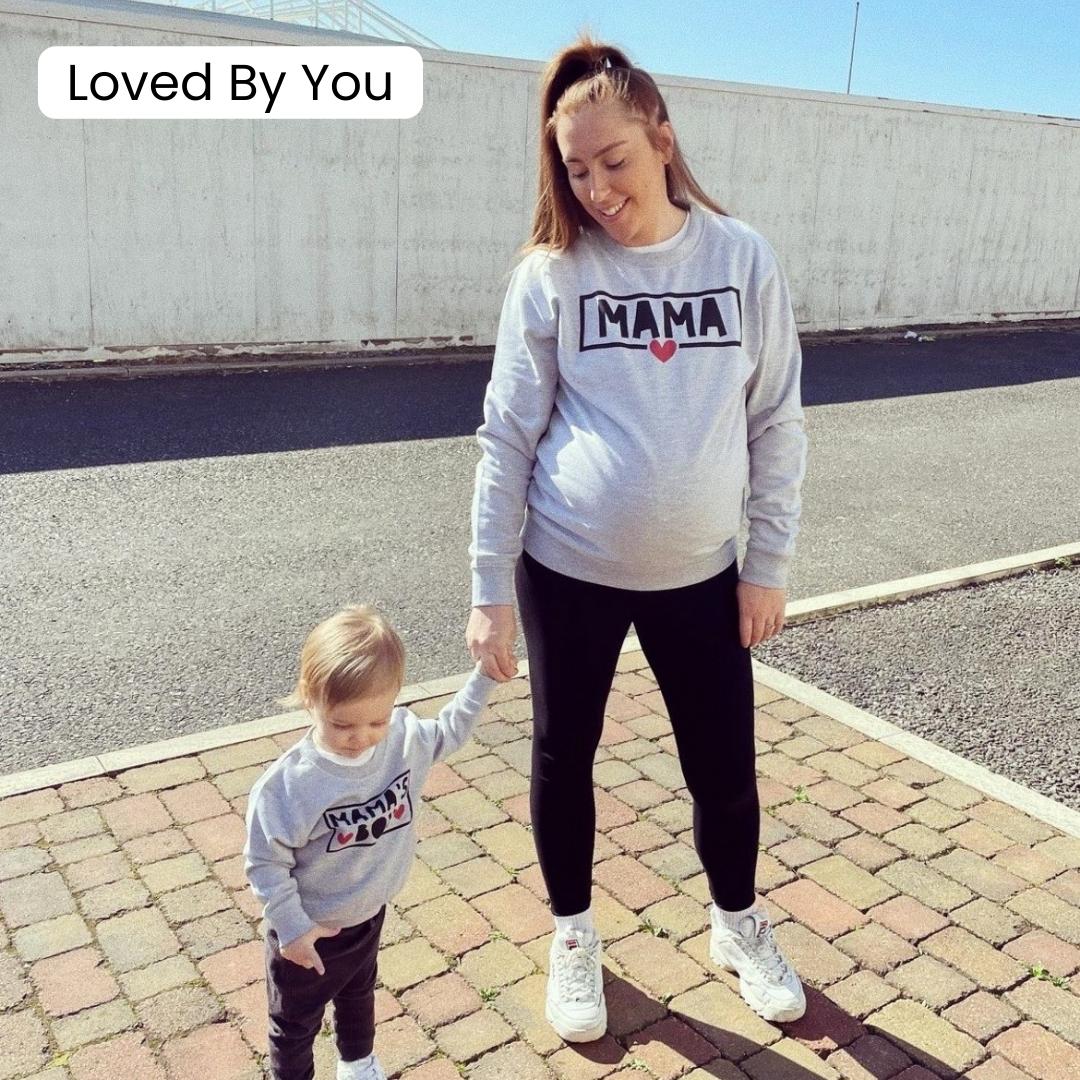 Mama & Mama's Boy Heart Valentines Heather Grey Sweatshirts