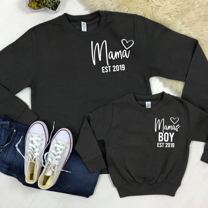 Personalised Mama & Boy Established Mum & Kid Matching Sweatshirts (MRK X)
