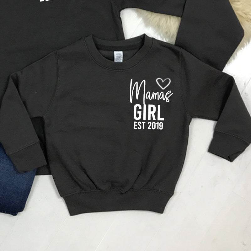 Personalised Mama & Girl Established Mum & Kid Matching Sweatshirts (MRK X)
